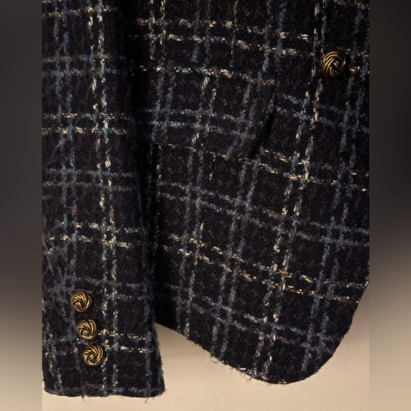 AQUA 
Blue tweed blazer with gold details - Picture 2 of 4